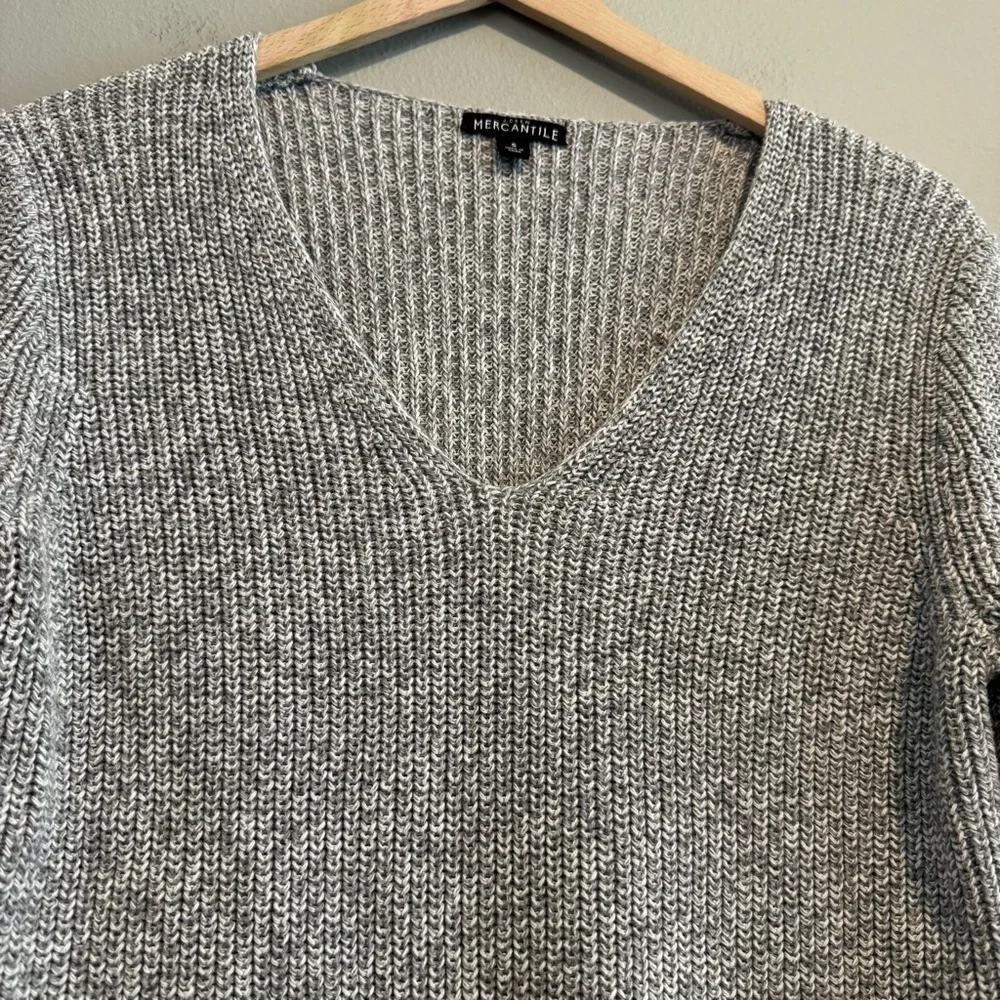 J. Crew Gray V-Neck Pullover Knit Sweater Cotton S